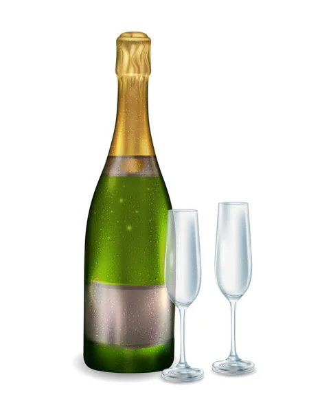 Closed bottle champagne — Stock Vector