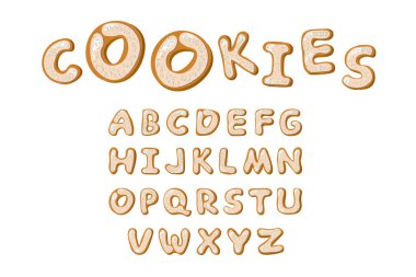 Kurabiyeler ve zencefilli çörekler. Alfabe paketi.