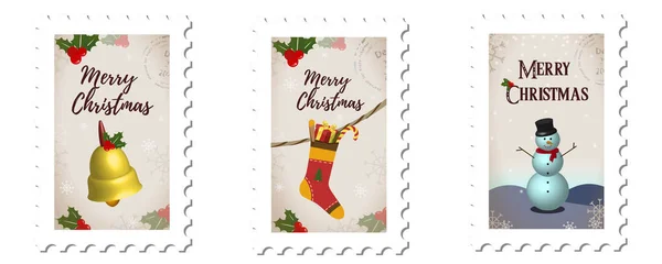 Christmas beautiful cheerful cute stamp — Stock Vector