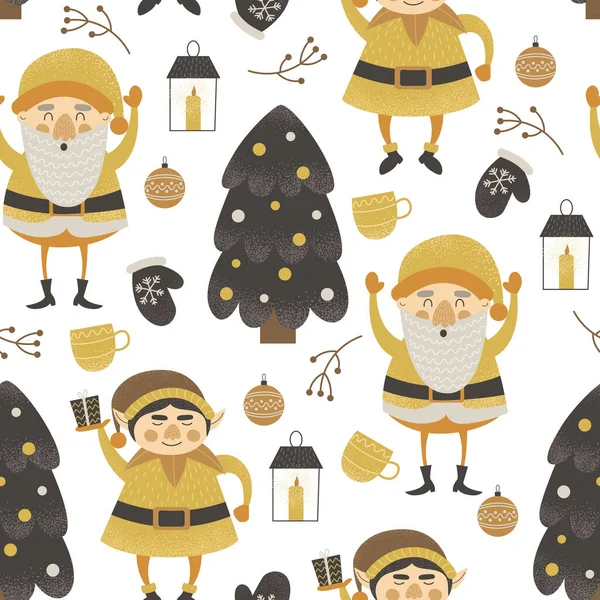 Funny christmas seamless pattern — Stock Vector