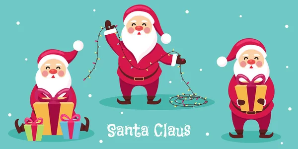 Cartoon Babbo Natale personaggio con regali — Vettoriale Stock