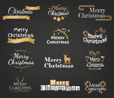 Noel sarısı tipografi koleksiyonu