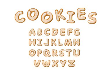 Zencefilli kurabiyeden yapılan alfabe izole.