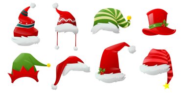 El çizimi Noel Baba şapka koleksiyonu