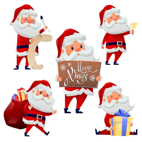 Personagens com emoções diferentes Santa —  Vetores de Stock