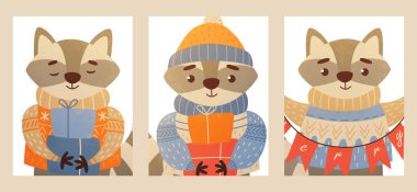 Hayvanlı Noel kartı.