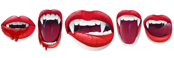Bouche de vampire avec crocs ob fond blanc — Image vectorielle