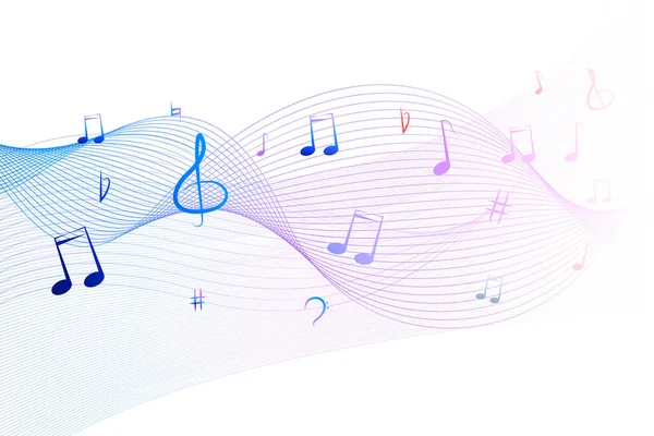 Notas coloridas de música para fondo musical — Vector de stock