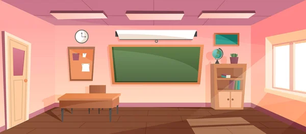 Cartoon classroom, chalkboard and desk — стоковый вектор