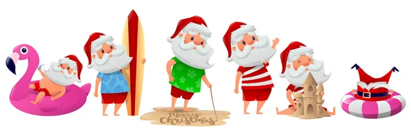 Desenhos animados engraçado Santa no mar —  Vetores de Stock