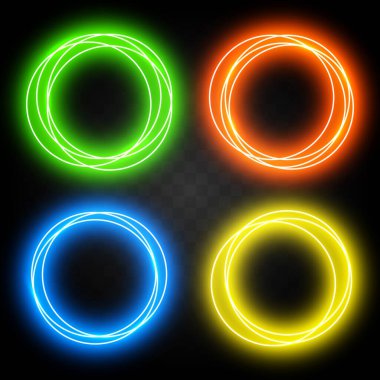 Tasarım için neon daireler kümesi