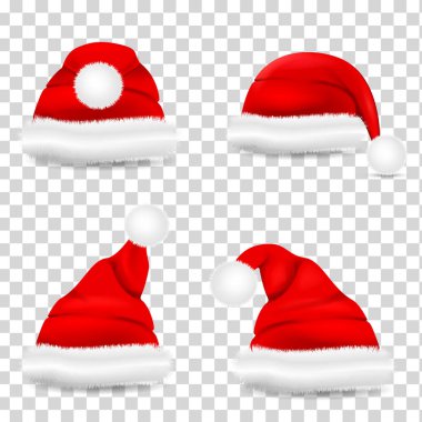 Kırmızı 3D gerçekçi Noel Baba şapkası.