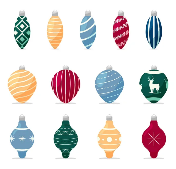 Vánoční stromeček hračky set dekorace — Stockový vektor