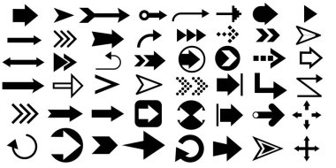 Oklar büyük siyah set simgeleri