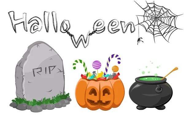 Iconos para Halloween sobre fondo blanco — Vector de stock
