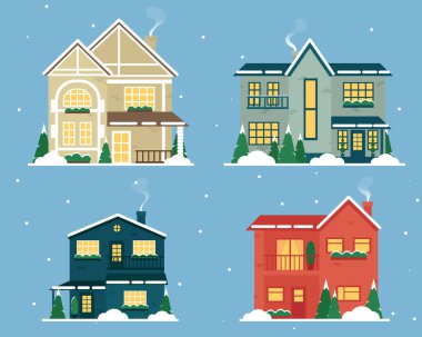 Karlı Noel kasabası seti