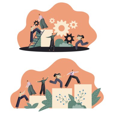 Takım çalışması, insanlar bulmaca parçalarını birleştirir