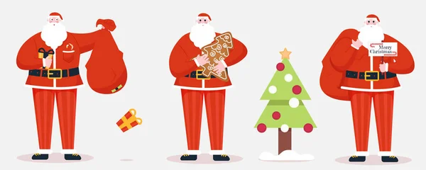 有礼物的卡通圣诞老人圣诞快乐 — 图库矢量图片