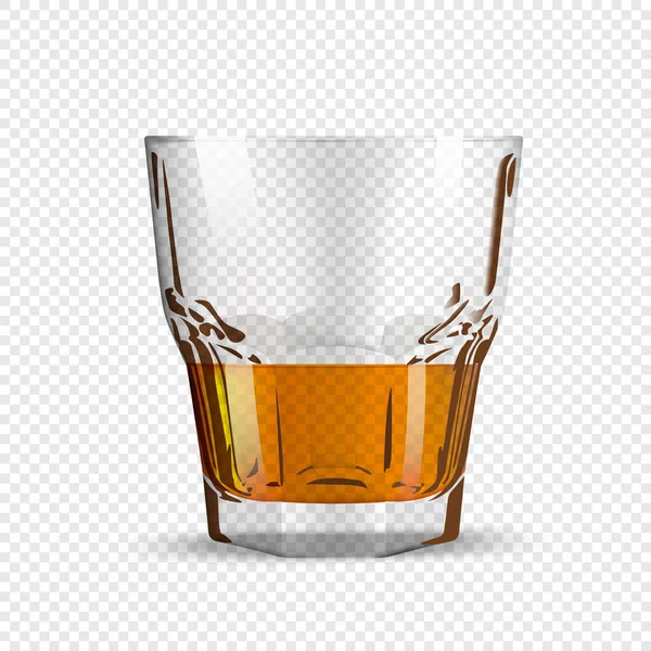 威士忌或朗姆酒的玻璃杯在透明的背景下隔离 新年假期用的现实玻璃杯 矢量说明 — 图库照片