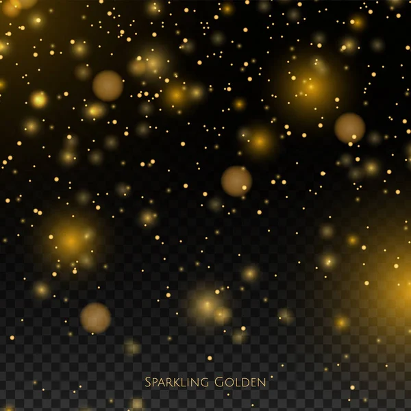 Glittering Golden Particles Black Background Gold Dust Effect New Year — Stock Photo, Image