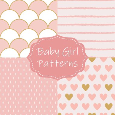 Bebek partisi için duvar kağıdı. Kızın doğum günü için nazikçe pembe arka plan. Kusursuz bir geçmişi var. Parti daveti şablonu. Vektör illüstrasyonu