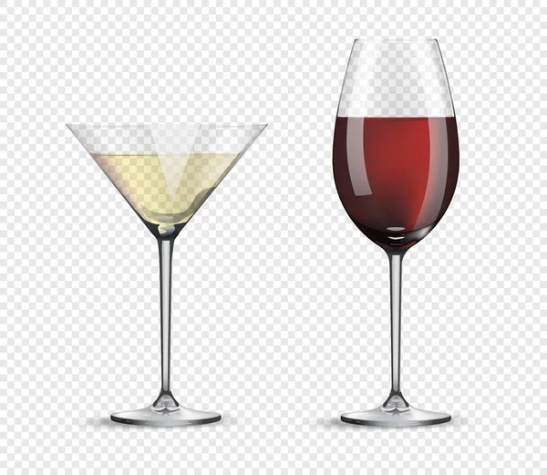 Twee Glazen Wijn Cocktails Geïsoleerd Transparante Achtergrond Realistische Glazen Met — Stockfoto