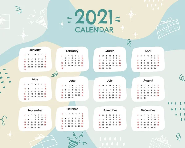 Calendrier 2021 Dans Style Moderne Planificateur Pour 2021 Avec Tous — Photo