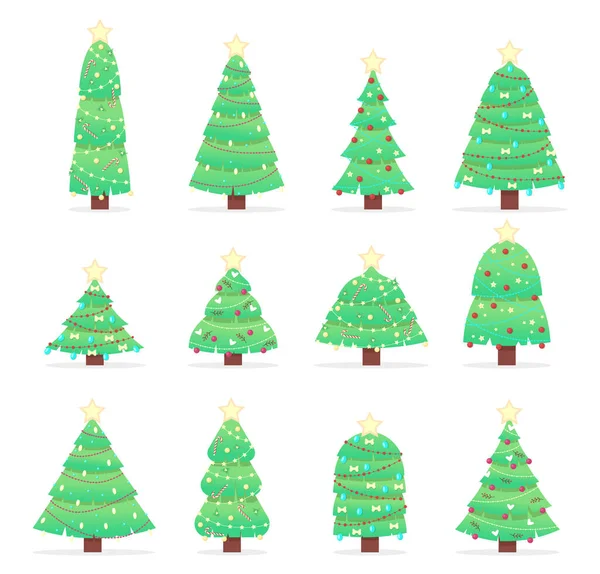 Modèle Sans Couture Arbres Dessin Animé Ensemble Arbres Noël Sur — Photo