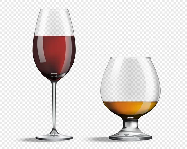 Glas Für Wein Und Whisky Vorhanden Realistische Gläser Mit Wein — Stockfoto