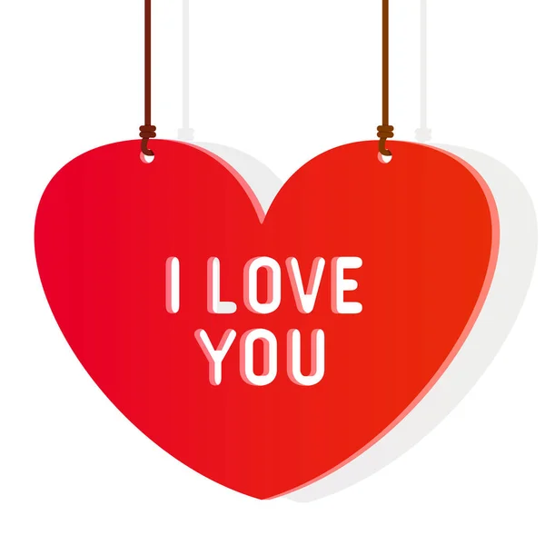 Inscription Big Red Heart Love You Isolated White Background Heart — Stock Photo, Image