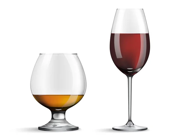 Verre Vin Whisky Isolé Sur Fond Blanc Verres Réalistes Avec — Photo