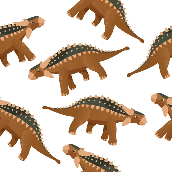 Nahtlose Dinosauriermuster Sind Auf Weißem Hintergrund Dargestellt Bunte Dinosaurier Cartoon — Stockfoto