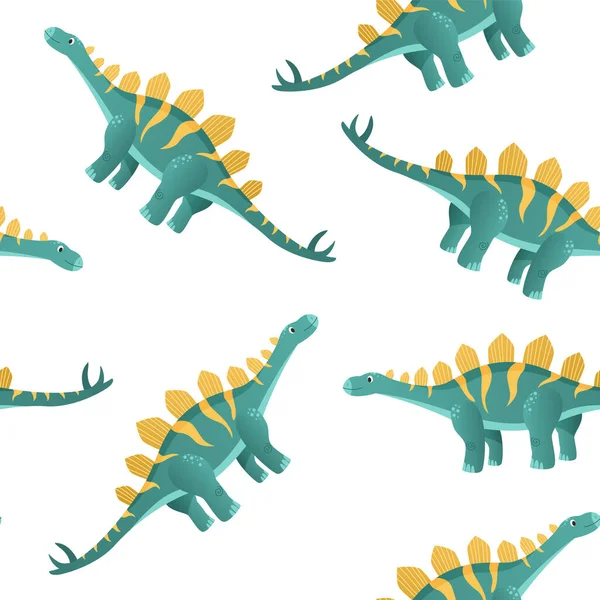 Colorful Dinosaur Cartoon Style Seamless Dinosaur Patterns Depicted White Background — Stock Photo, Image