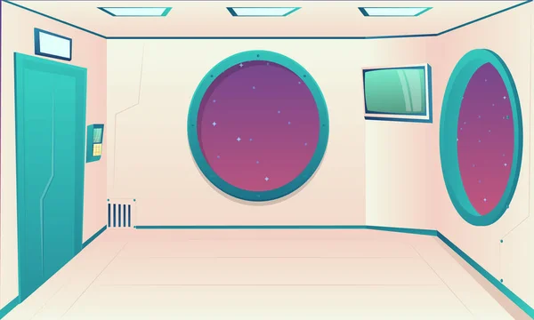 Cartoon Spaceship Interior Window Background Cartoons Games Rocket Cockpit Control — Stockfoto