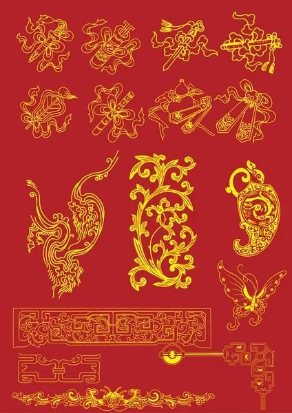 Chinese Vector Illustration Elements — Stock Vector