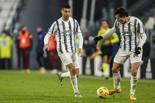 Turin Itálie Prosince 2020 Mistrovství Itálie Fotbale Juventus Torino Federico — Stock fotografie