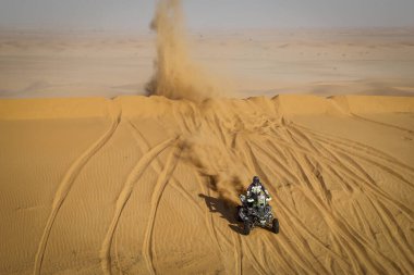 SAUDI ARABIA - 5-17 HAZİRAN, 2020: 42 Dakar Rallisi Jeddah 'dan Riyad' a. Ignacio Casale, Şili, Yamaha, quAD kategorisinin galibi..