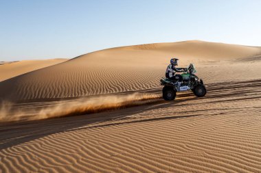 SAUDI ARABIA - 5-17 HAZİRAN, 2020: 42 Dakar Rallisi Jeddah 'dan Riyad' a. Ignacio Casale, Şili, Yamaha, quAD kategorisinin galibi..
