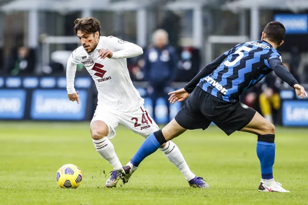 Milan Itálie 2020 Mistrovství Itálie Fotbale Inter Torino Simone Verdi — Stock fotografie