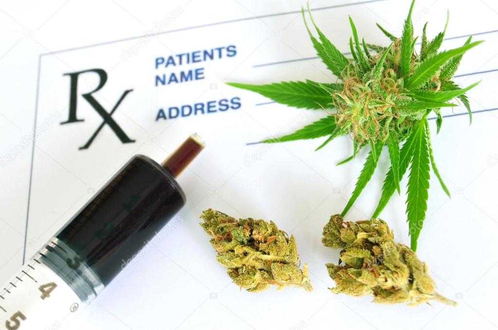Medical marijuana and hash oil with prescription paper