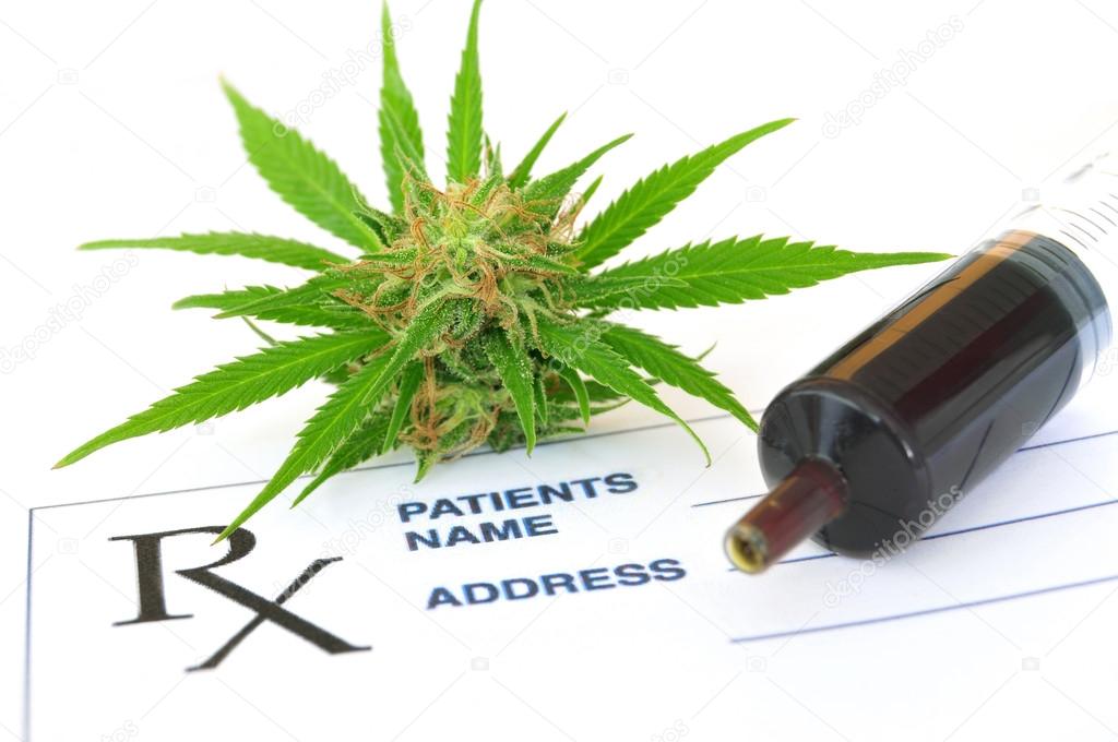 Medical marijuana and hash oil with prescription paper