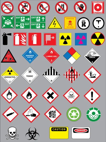 Advertencia y señales de seguridad vector conjunto — Archivo Imágenes Vectoriales