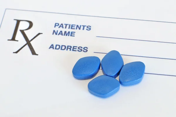 Blue pills for erectile dysfunction treatment — Stock Photo, Image