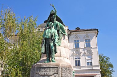 Preseren'ın heykeli, Ljubljana, Slovenya
