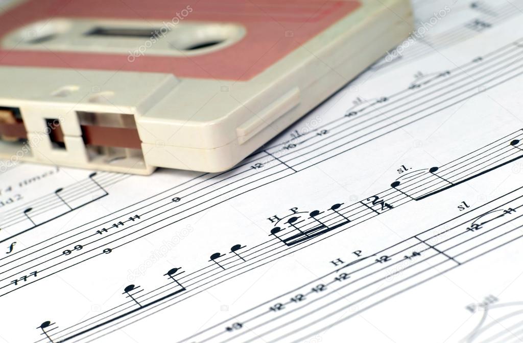 Old cassette and music notes