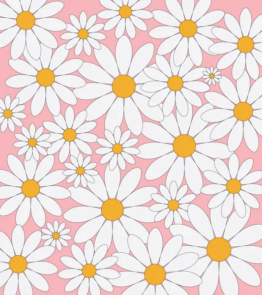 Daisy pattern on a pink background — Stock Vector