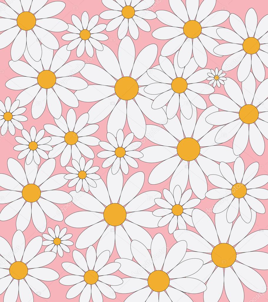 Daisy pattern on a pink background