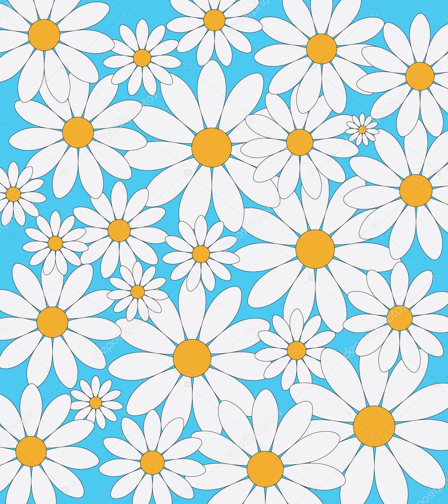 Daisy pattern on a blue background