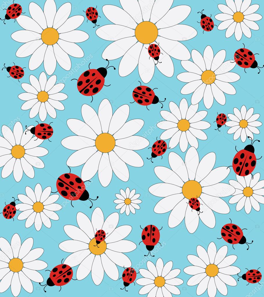 Daisy and ladybird pattern