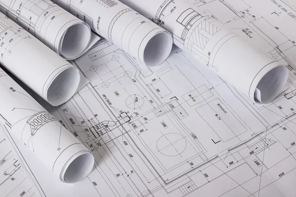 건축 청사진, 청사진 롤 — 스톡 사진